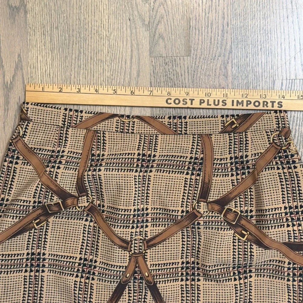 Vintage Koret Skirt Size 12 12P Equestrian Print Horses Bridle Bit Plaid